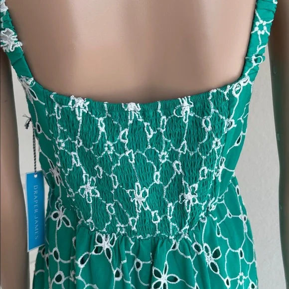 NWT Draper James Green Sundress with White Link-embroidery Size Medium - Picture 5 of 15